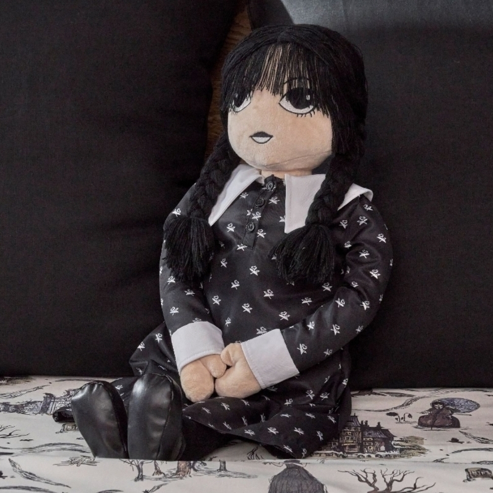 NWT HUGE Pottery Barn Wednesday Addams Pillow Plush Rag Doll 30"